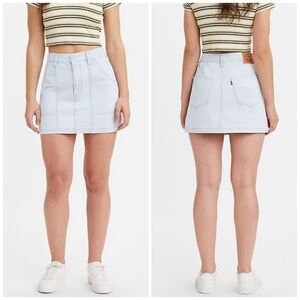 Levi's Carpenter Light Wash High Rise Non-Stretch Denim Blue Jean Mini Skirt